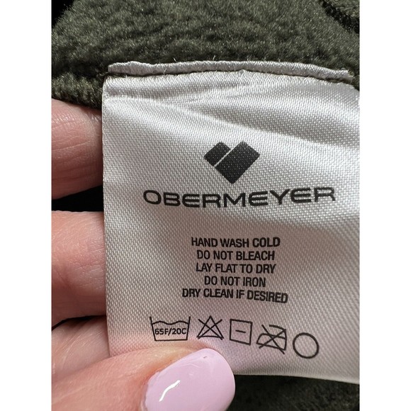 Obermeyer Women’s  Fleece Hoodie Green Black Full Zip Medium Athleisure Skiing - Picture 5 of 6